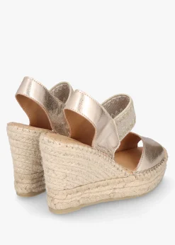 Istitch Gold Leather Wedge Espadrilles