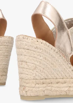 Istitch Gold Leather Wedge Espadrilles