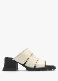 Jadzia Cream Leather Block Heel Mules