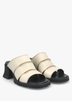 Jadzia Cream Leather Block Heel Mules