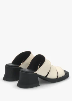 Jadzia Cream Leather Block Heel Mules