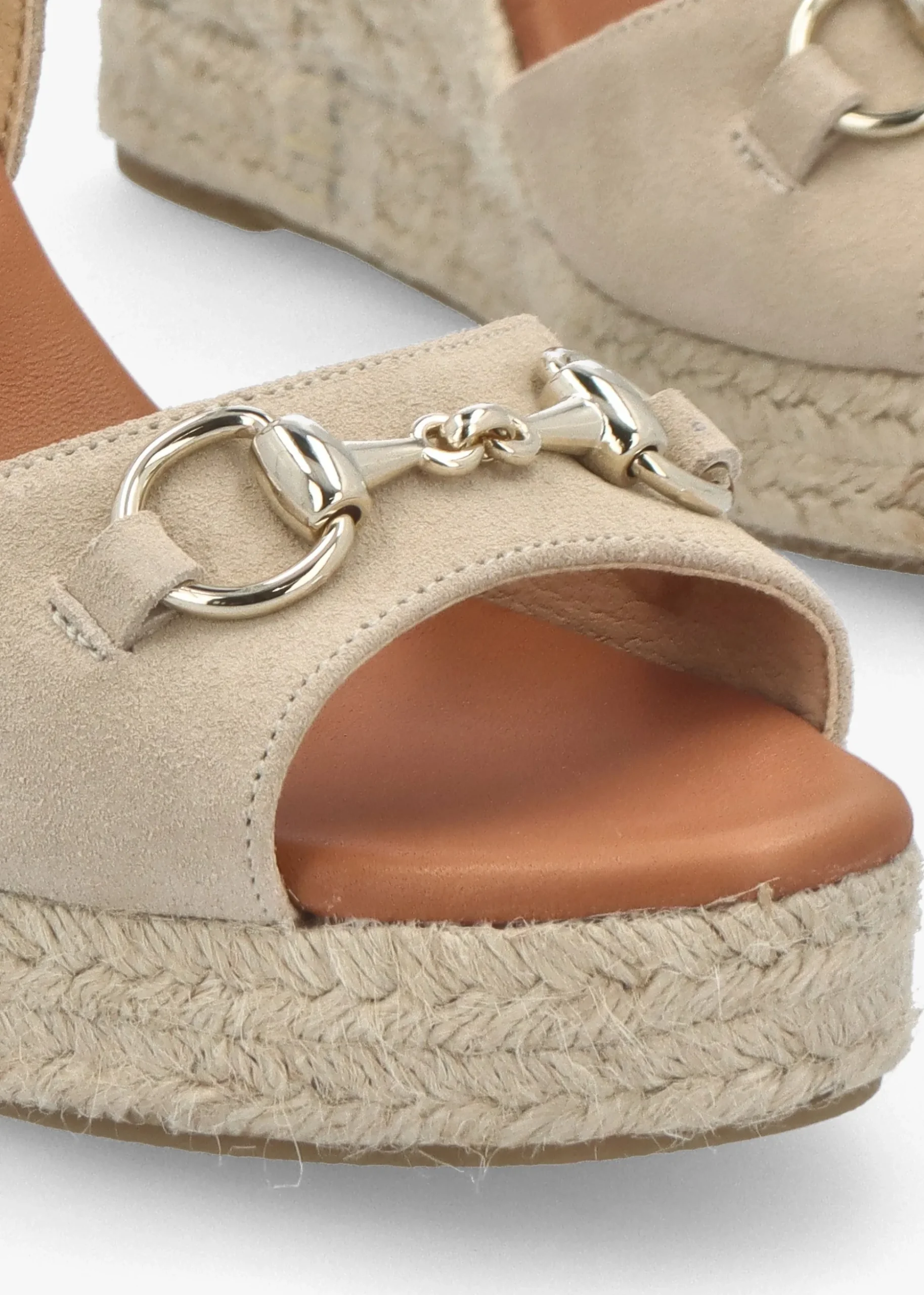 Jaffle Beige Suede Snaffle Wedge Espadrilles