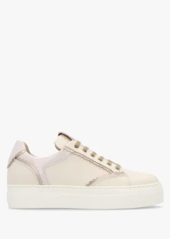 Jaggy Cream Leather Flatform Trainers