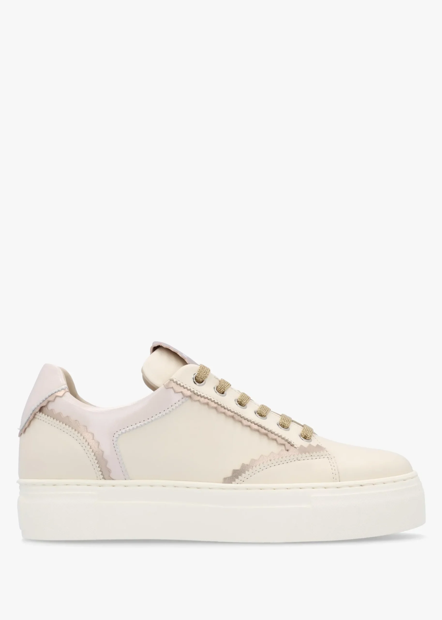 Jaggy Cream Leather Flatform Trainers