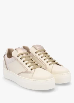 Jaggy Cream Leather Flatform Trainers