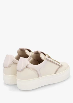Jaggy Cream Leather Flatform Trainers