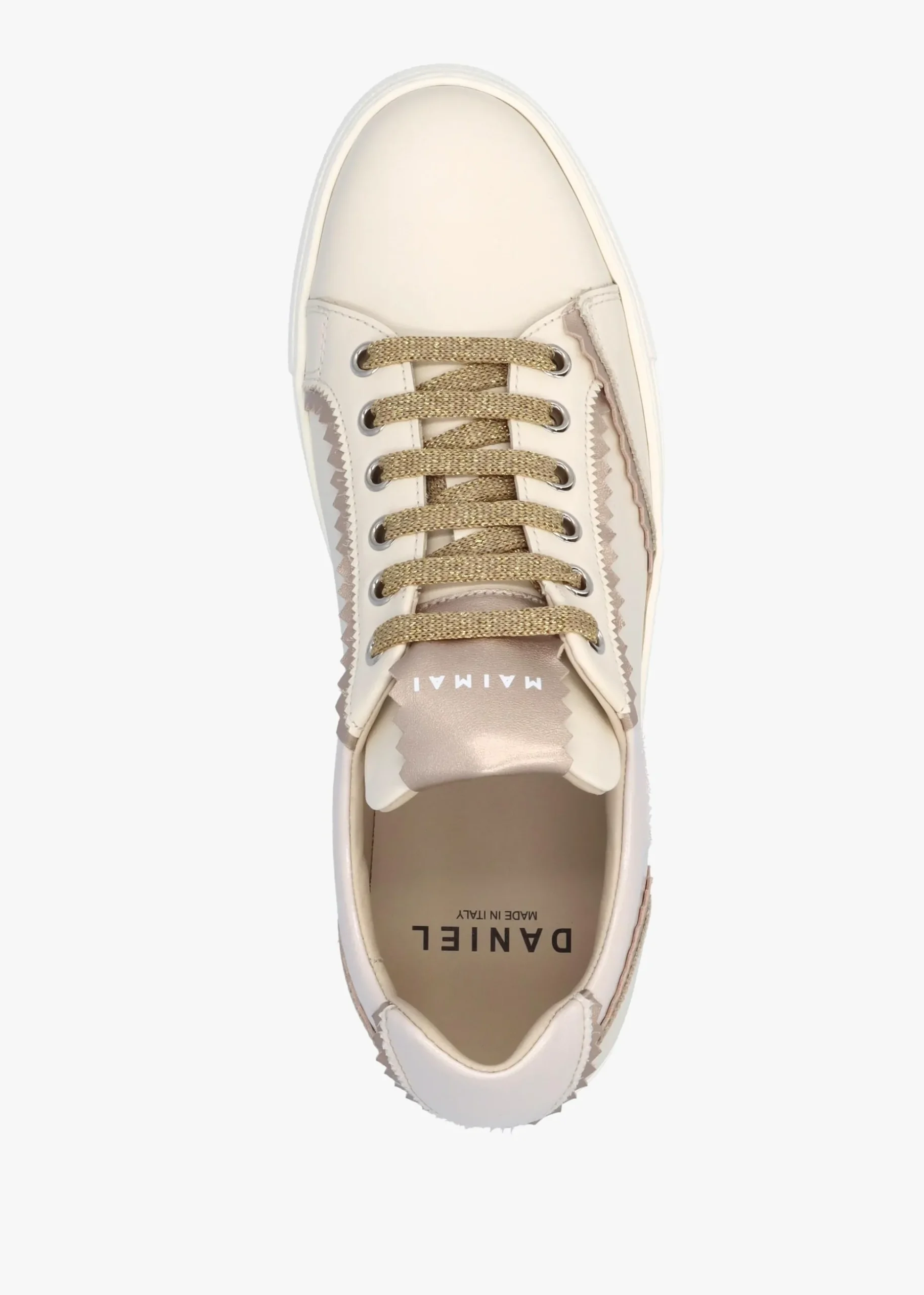 Jaggy Cream Leather Flatform Trainers