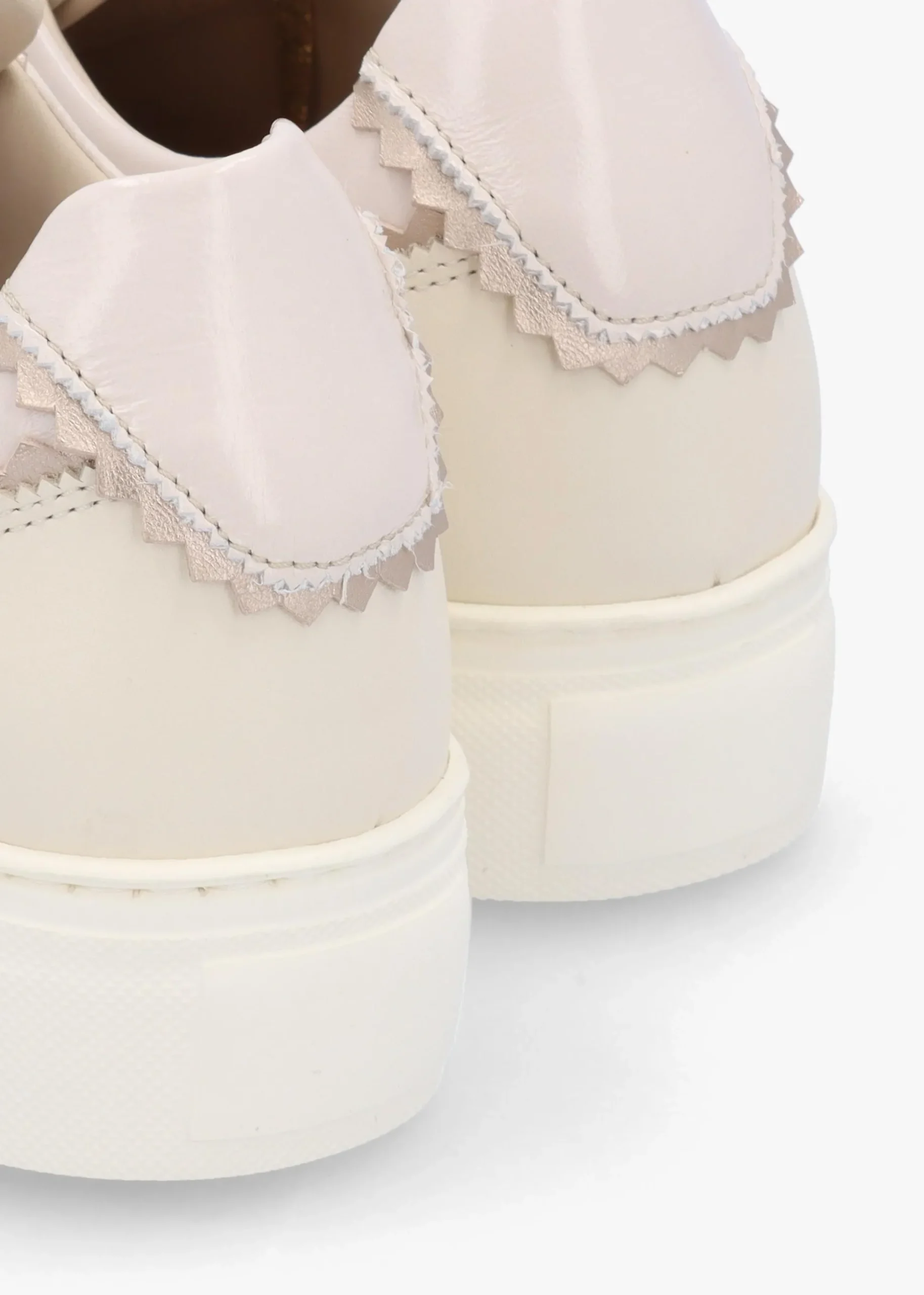 Jaggy Cream Leather Flatform Trainers