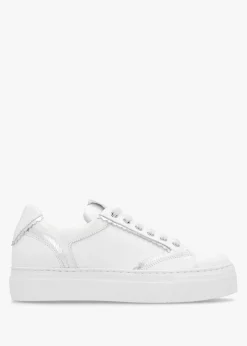 Jaggy White Leather Flatform Trainers