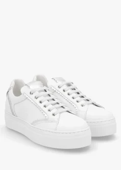 Jaggy White Leather Flatform Trainers