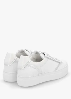 Jaggy White Leather Flatform Trainers