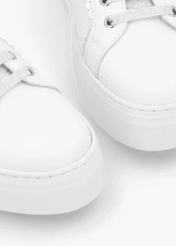 Jaggy White Leather Flatform Trainers