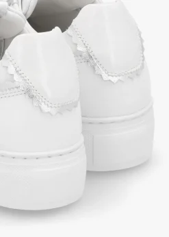 Jaggy White Leather Flatform Trainers