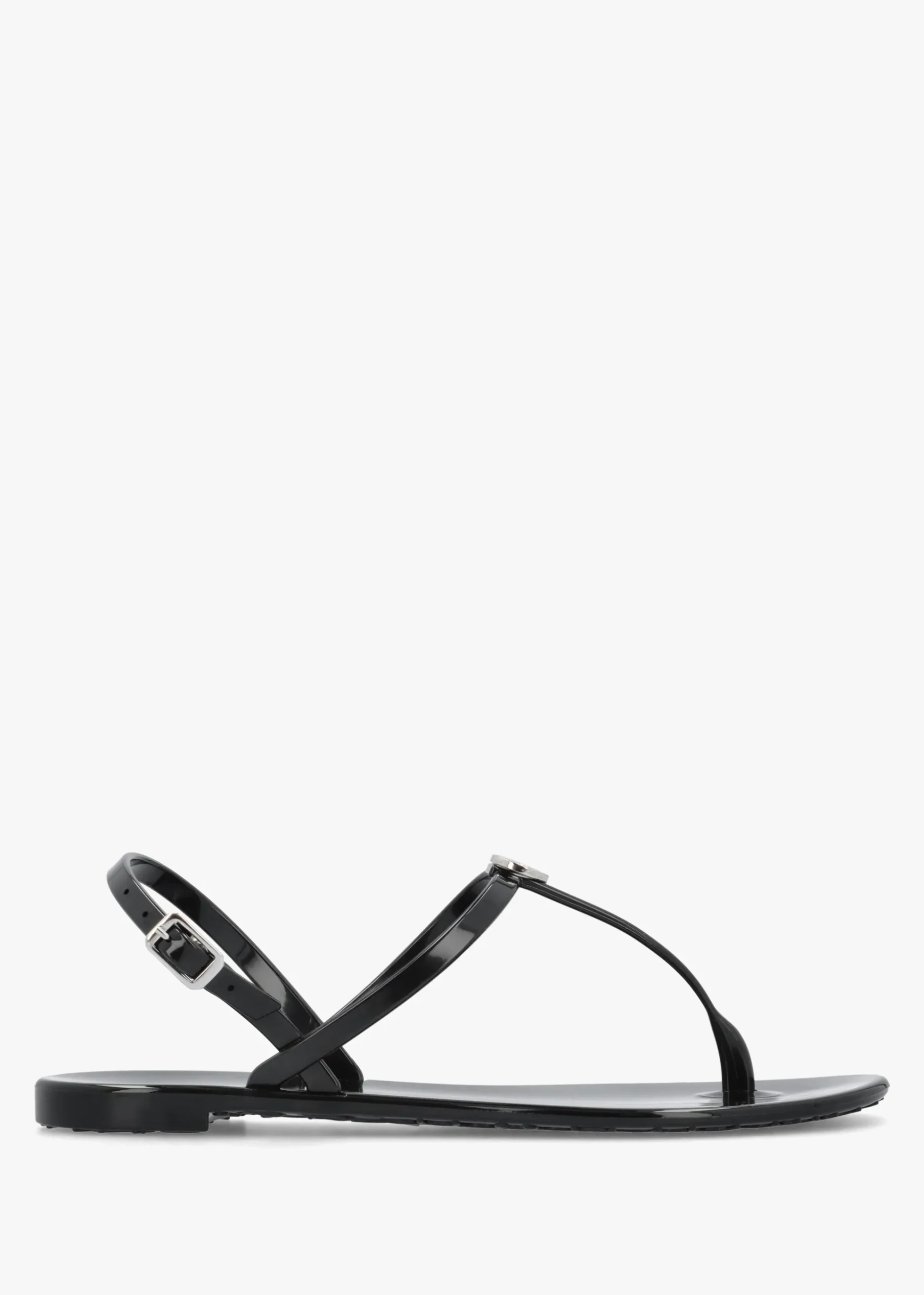 Jally Black Toe Post Logo Sandals