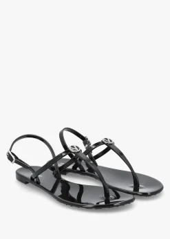 Jally Black Toe Post Logo Sandals