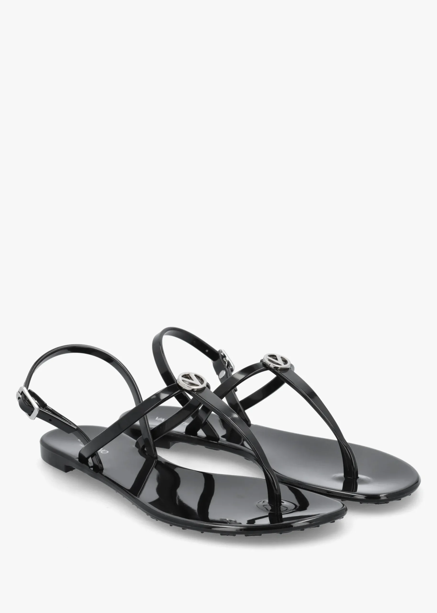 Jally Black Toe Post Logo Sandals