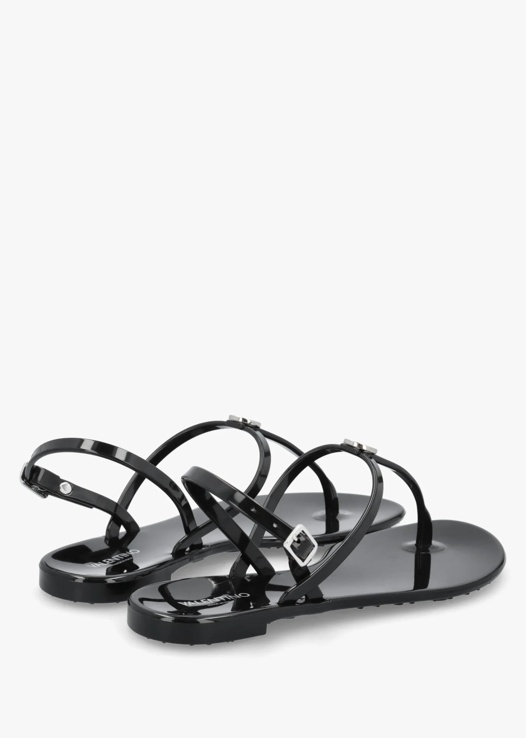 Jally Black Toe Post Logo Sandals
