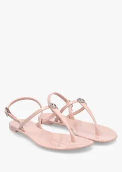 Jally Pink Toe Post Logo Sandals