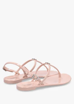Jally Pink Toe Post Logo Sandals