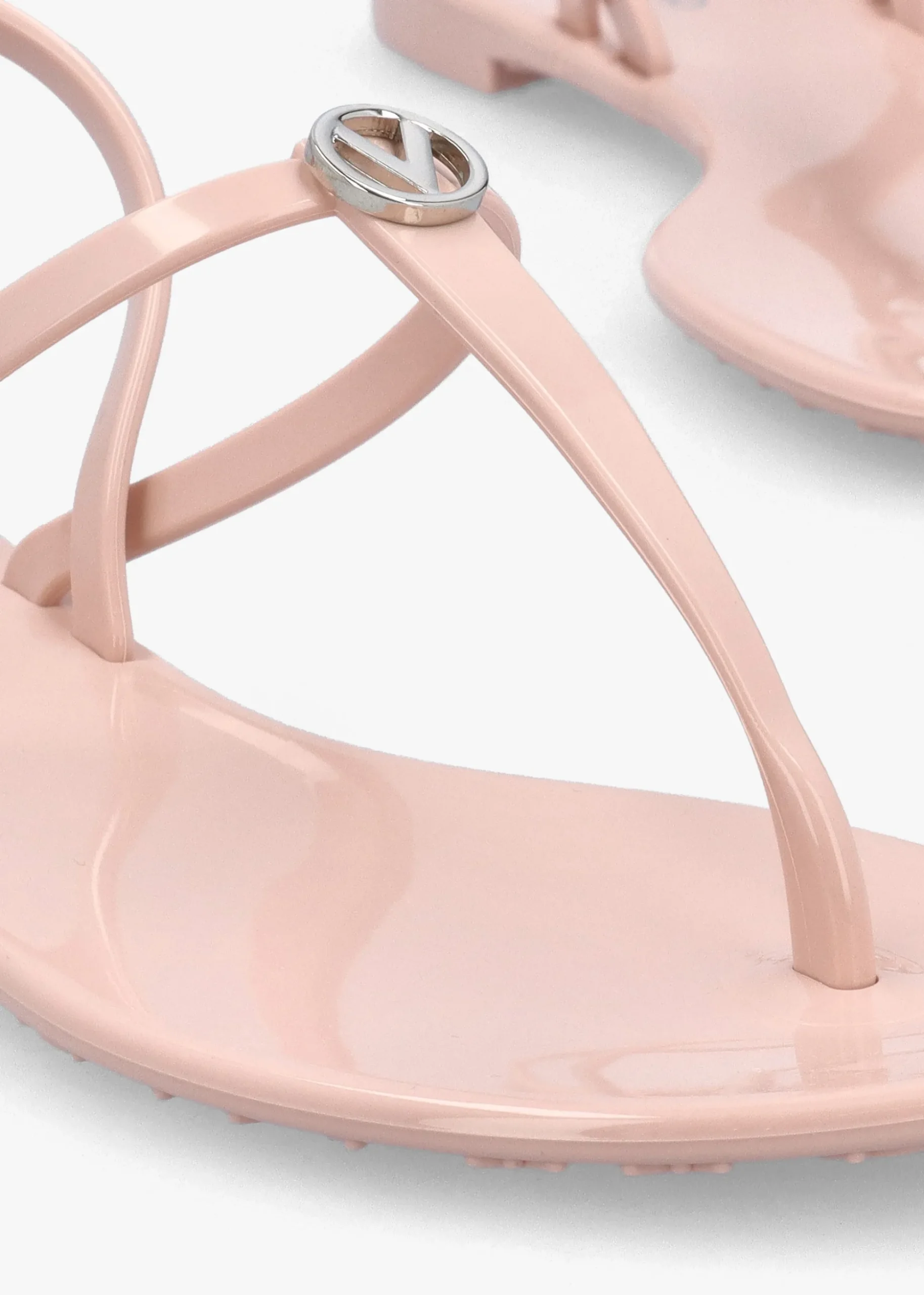 Jally Pink Toe Post Logo Sandals
