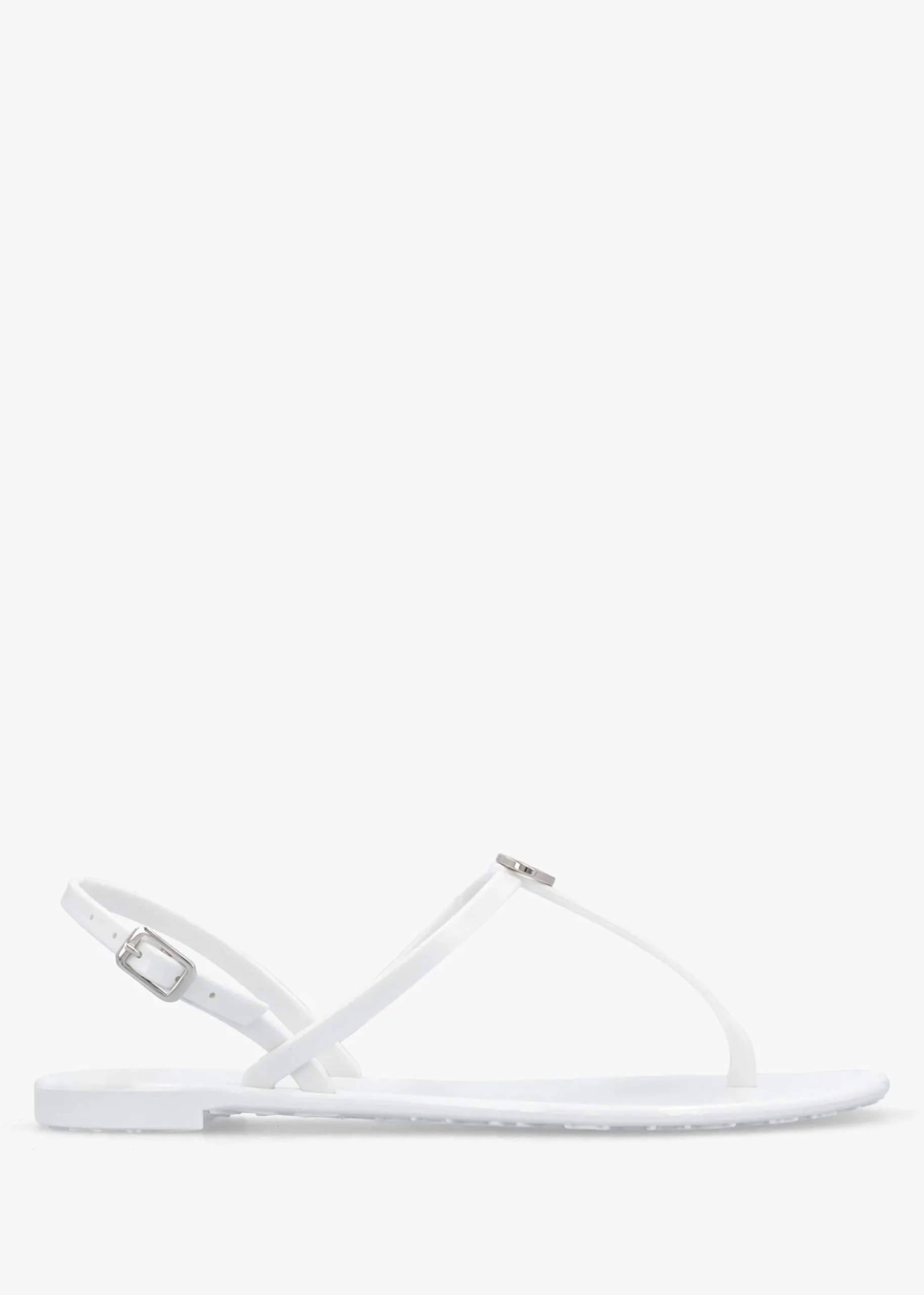 Jally White Toe Post Logo Sandals