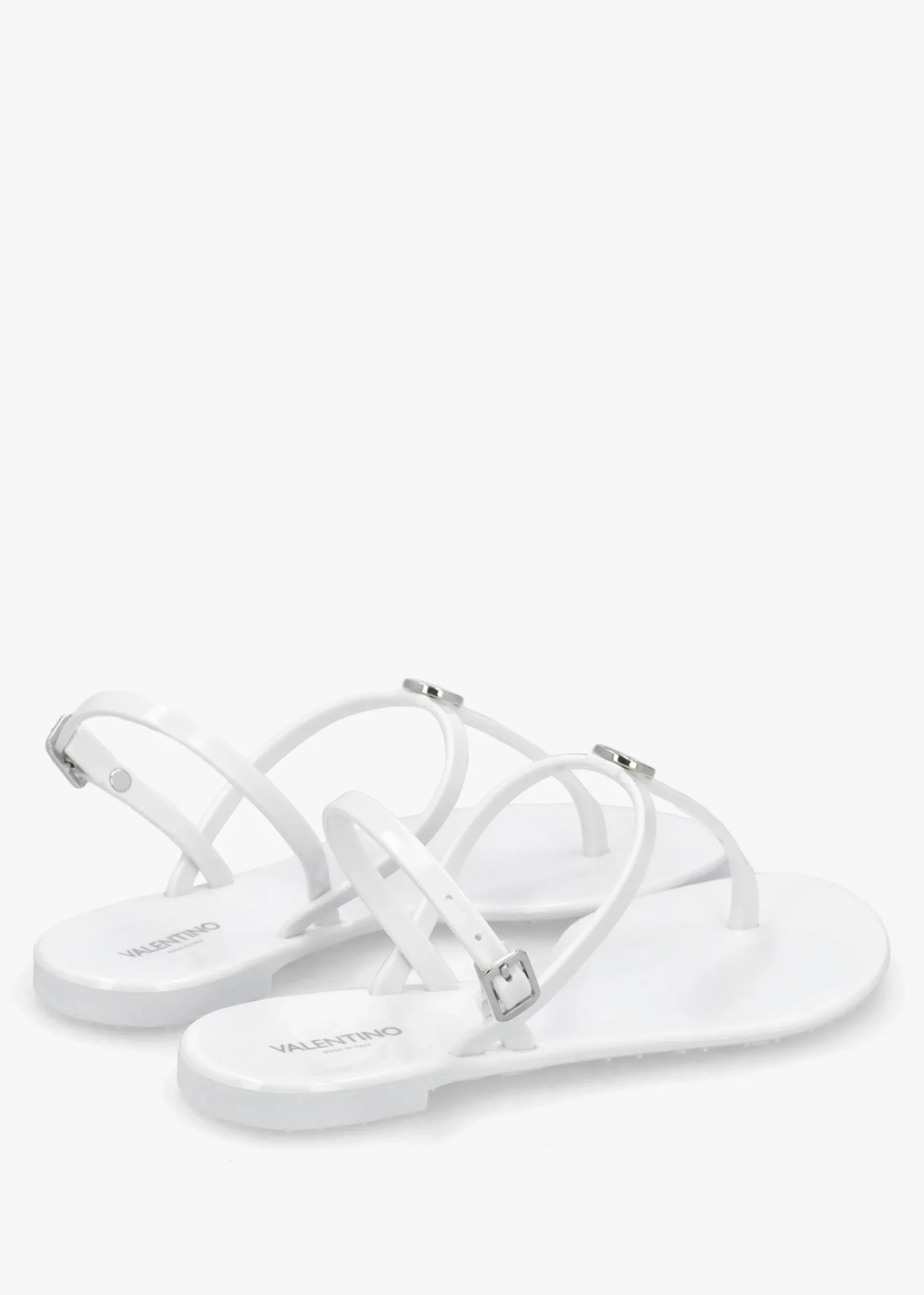 Jally White Toe Post Logo Sandals