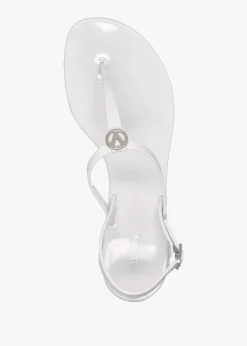 Jally White Toe Post Logo Sandals