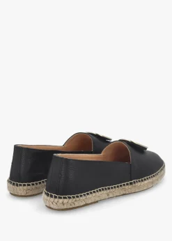 Jessie Black Leather Espadrilles