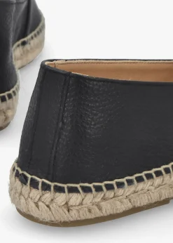 Jessie Black Leather Espadrilles
