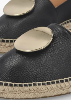 Jessie Black Leather Espadrilles