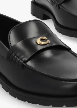 Jocelyn Black Leather Loafers