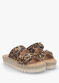 Jools Leopard Pony Hair Flatform Espadrille Mules