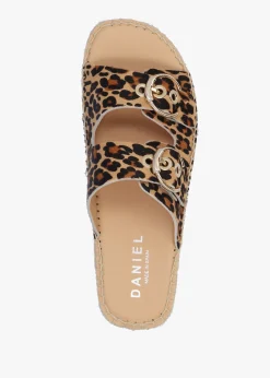 Jools Leopard Pony Hair Flatform Espadrille Mules