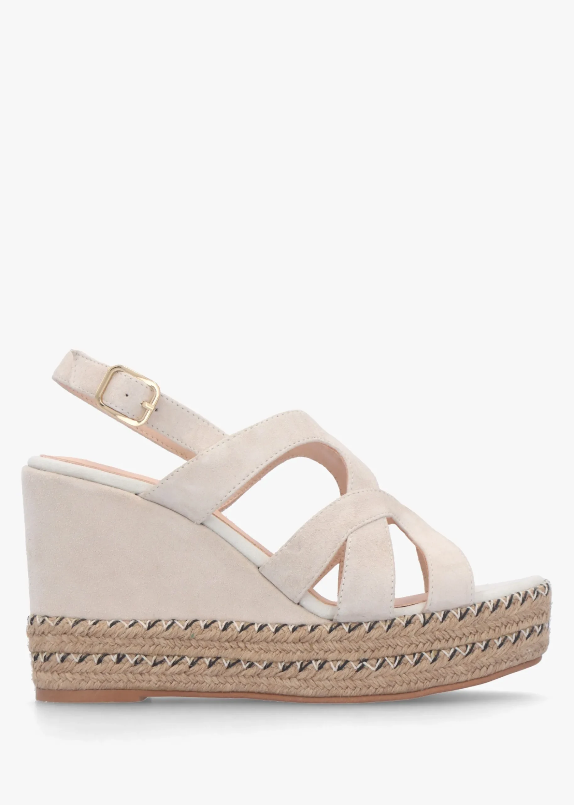 Josie Beige Suede Espadrille Wedge Sandals