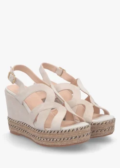 Josie Beige Suede Espadrille Wedge Sandals