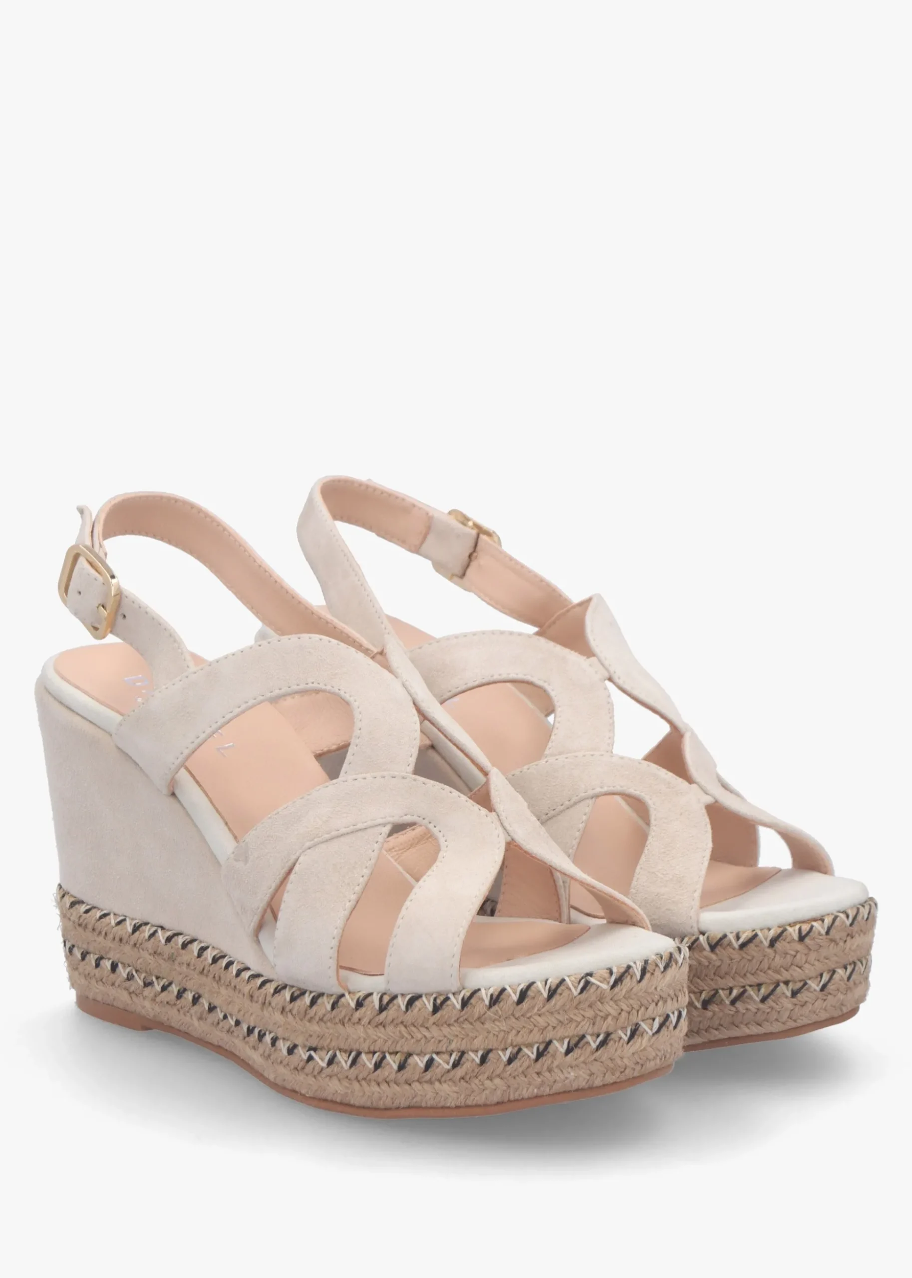 Josie Beige Suede Espadrille Wedge Sandals
