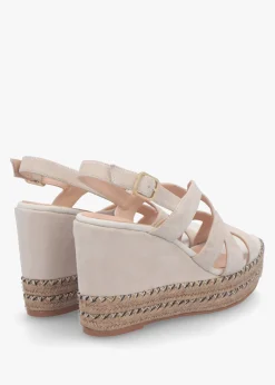 Josie Beige Suede Espadrille Wedge Sandals