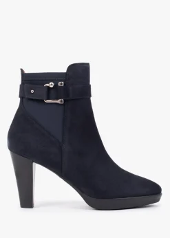 Joyfully Blue Suede Heeled Ankle Boots
