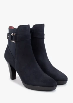 Joyfully Blue Suede Heeled Ankle Boots