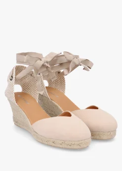 Juana Beige Suede Wedge Espadrilles