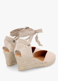 Juana Beige Suede Wedge Espadrilles