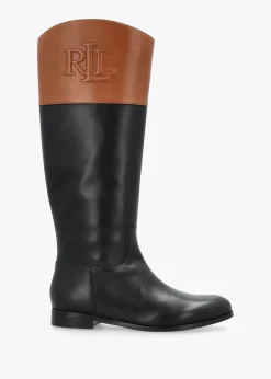 Justine II Black Deep Saddle Tan Leather Riding Boots