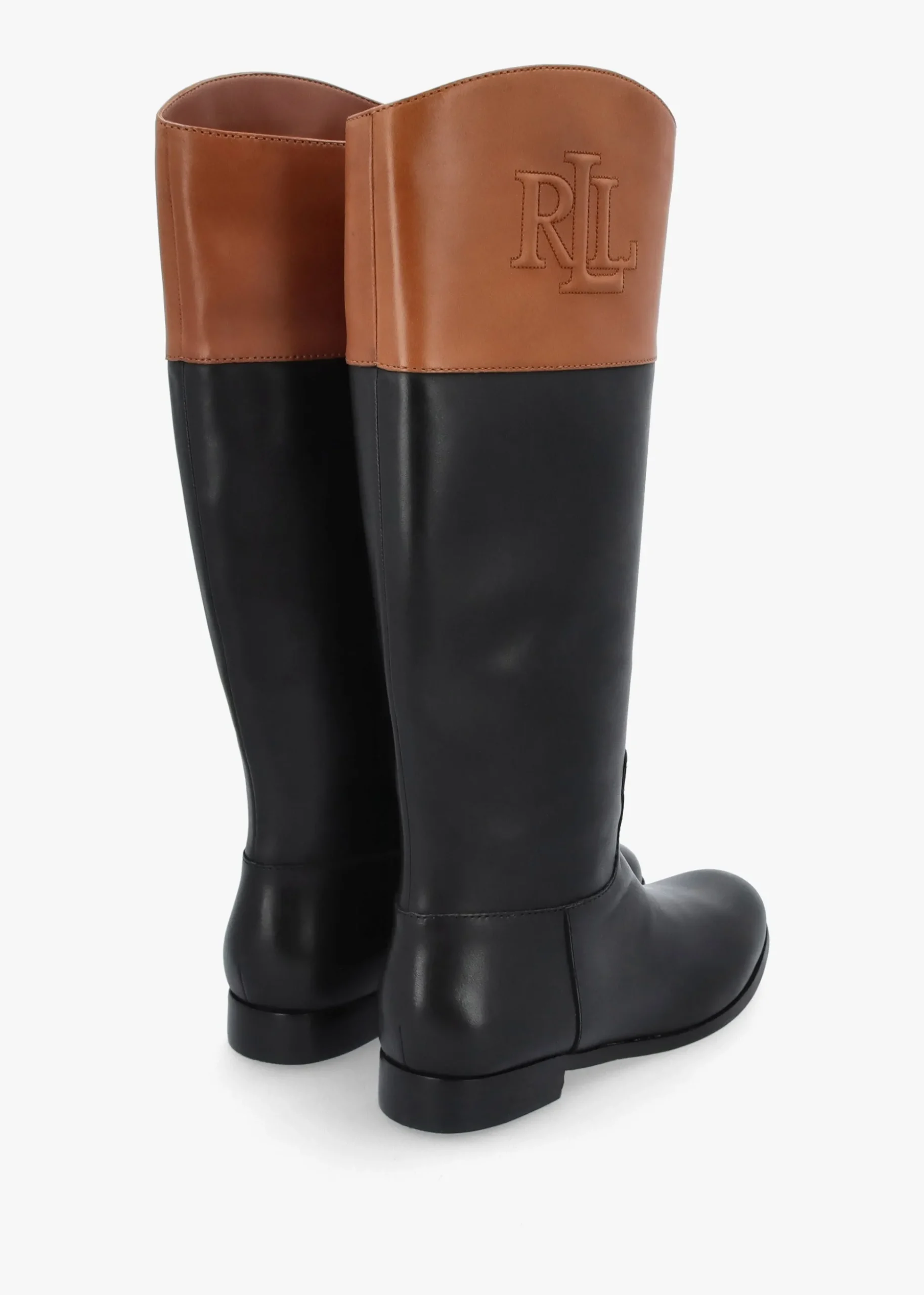 Justine II Black Deep Saddle Tan Leather Riding Boots