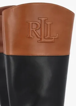 Justine II Black Deep Saddle Tan Leather Riding Boots