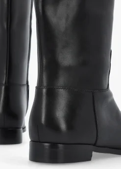 Justine II Black Deep Saddle Tan Leather Riding Boots