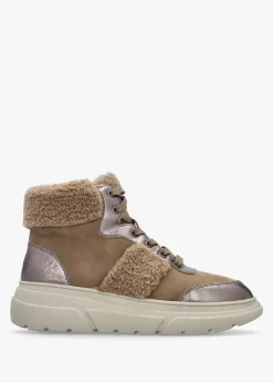 Kalia Taupe Leather High Top Trainers