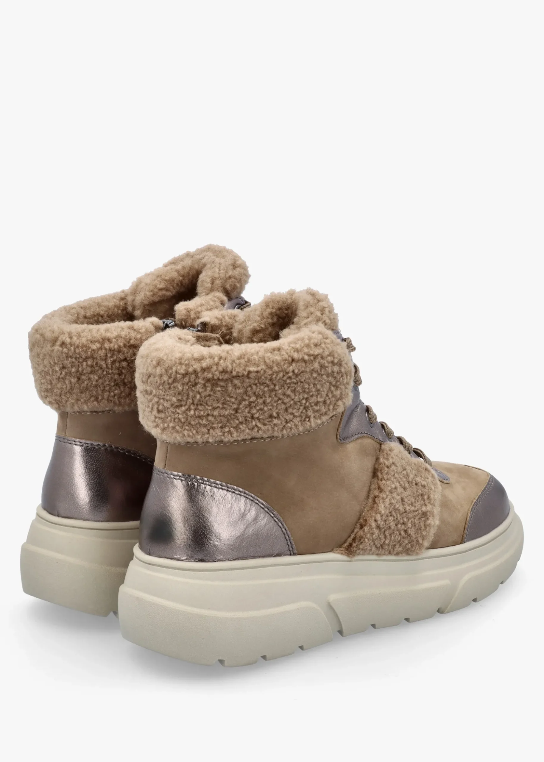 Kalia Taupe Leather High Top Trainers