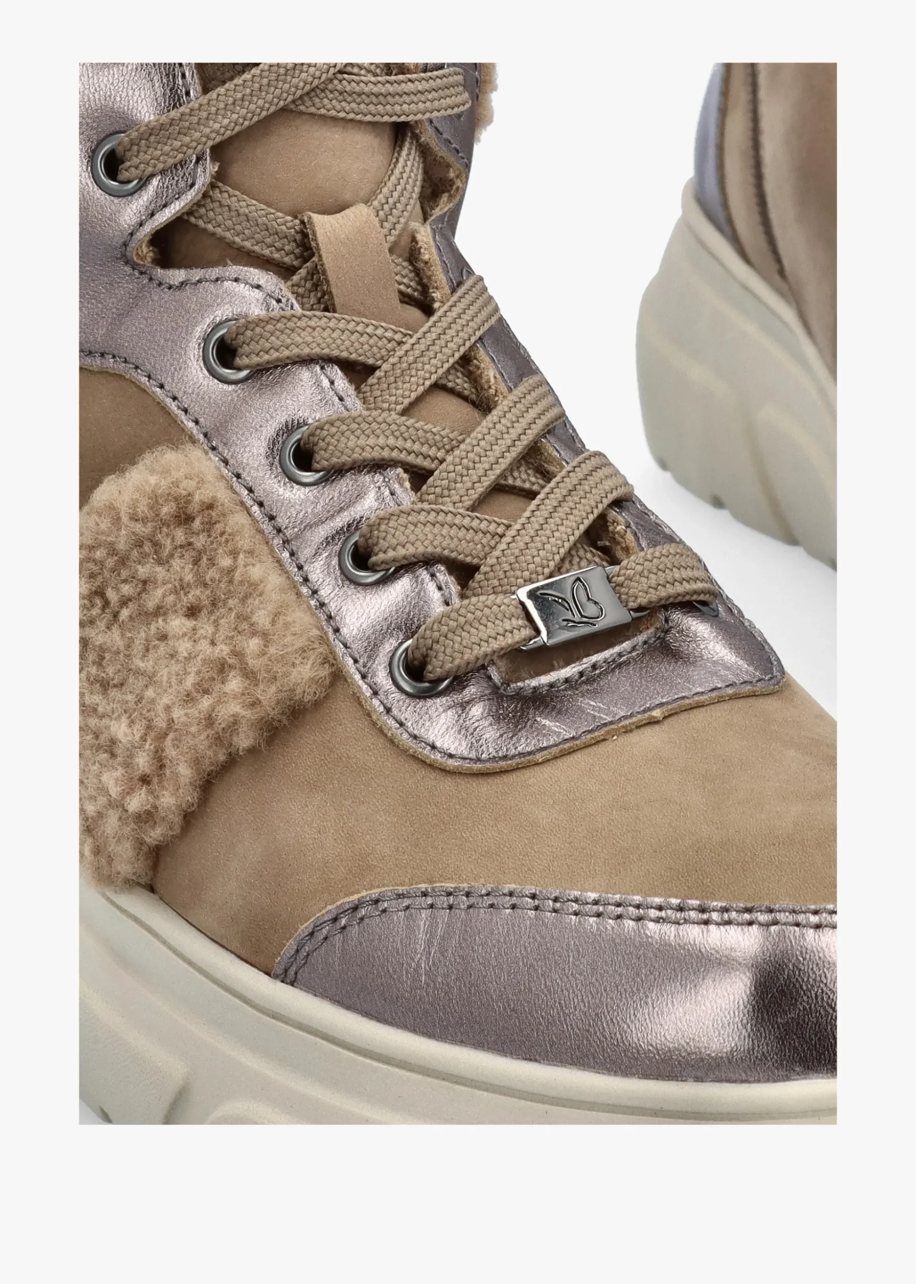 Kalia Taupe Leather High Top Trainers