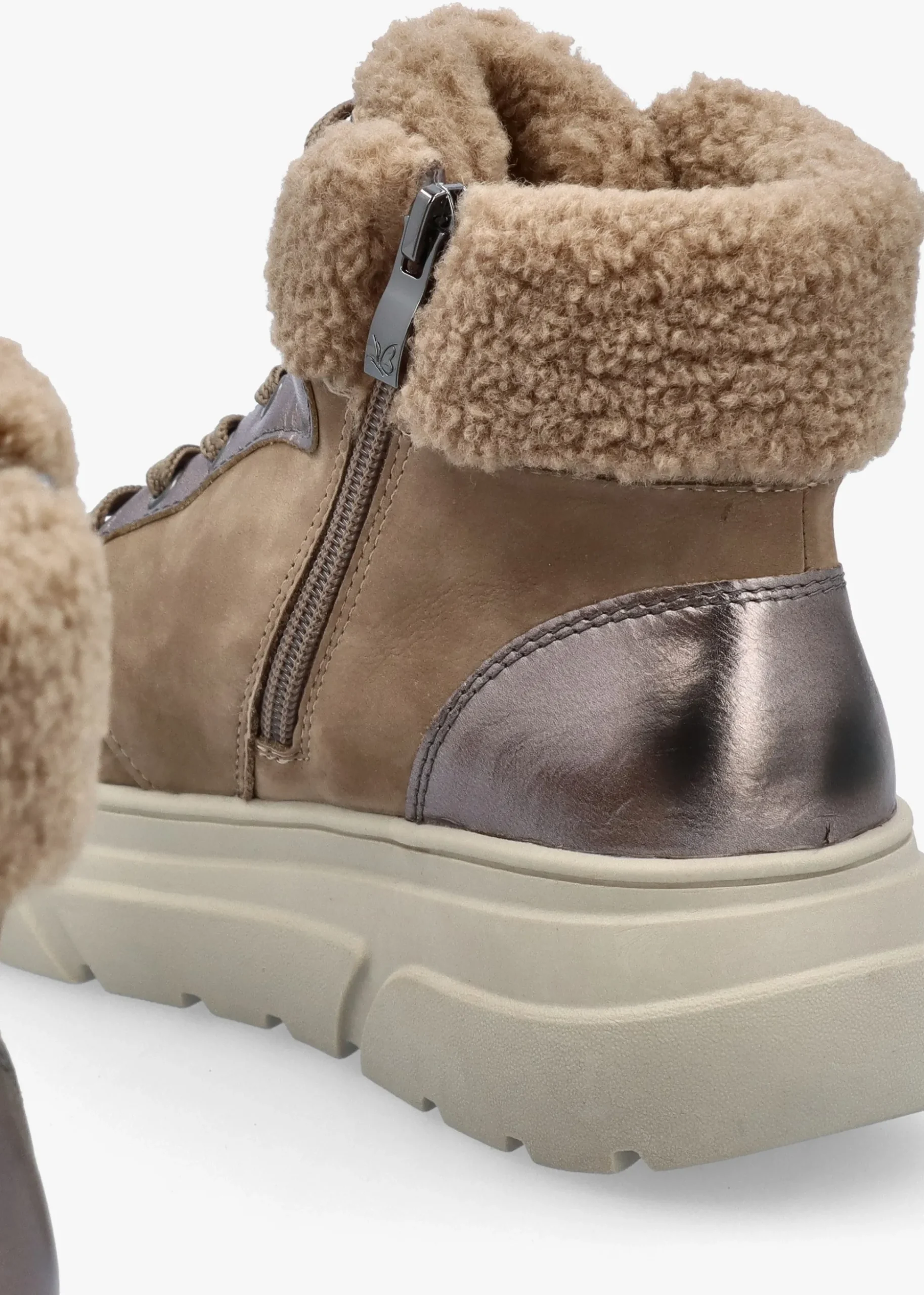 Kalia Taupe Leather High Top Trainers