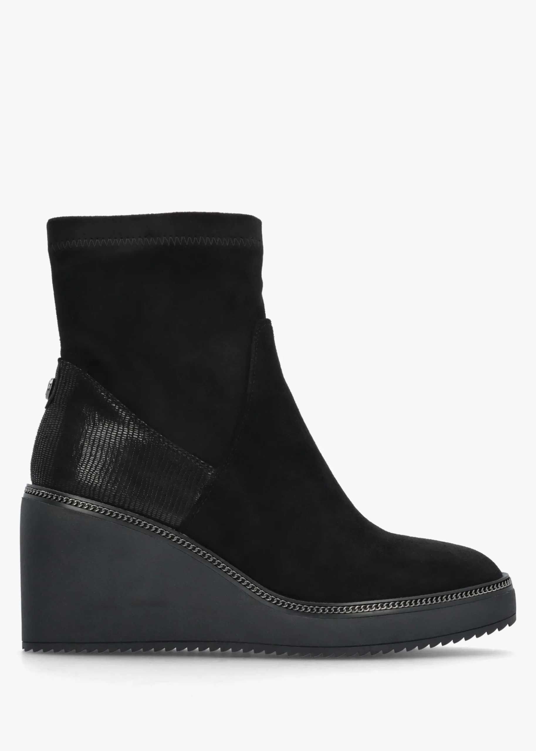 Kallie Black Suedette Wedge Ankle Boots